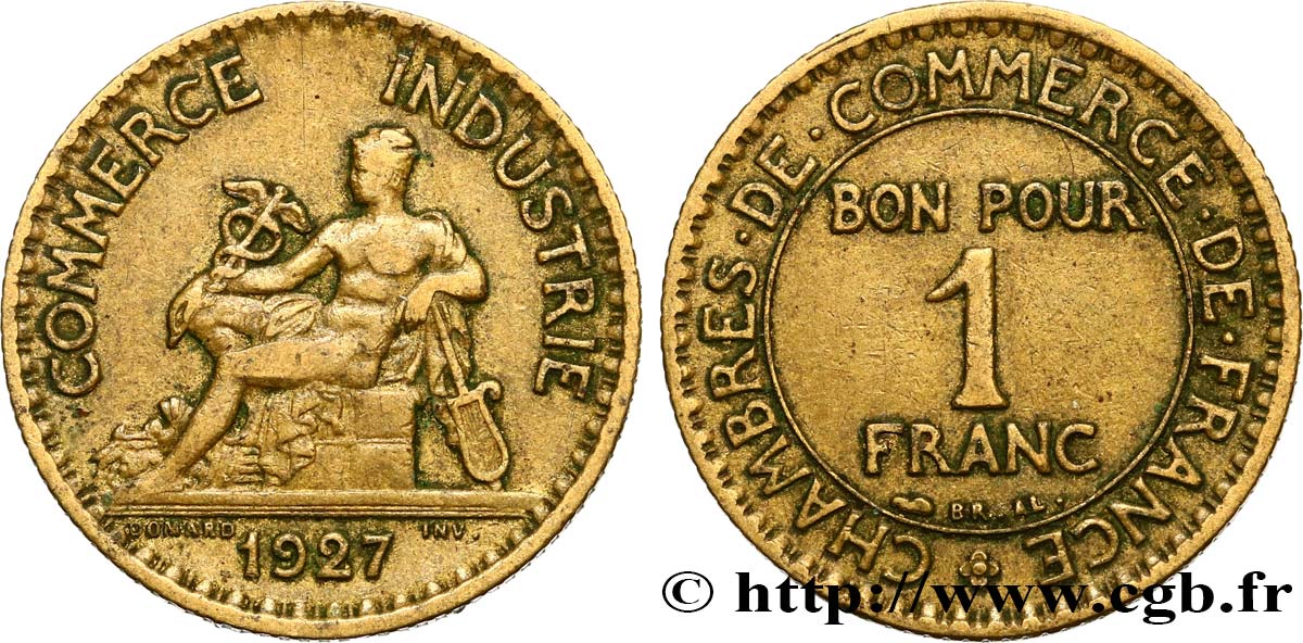 1 franc Chambres de Commerce 1927 Paris F.218/9 TB35 