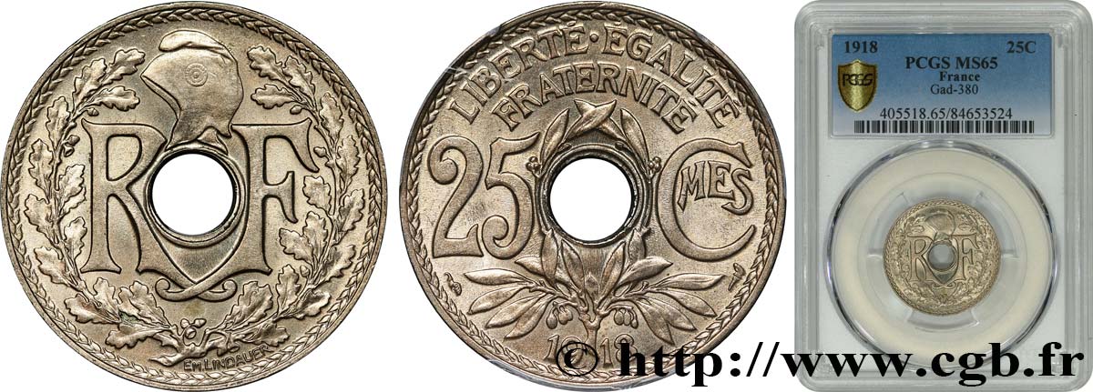 25 centimes Lindauer 1918  F.171/2 MS65 PCGS