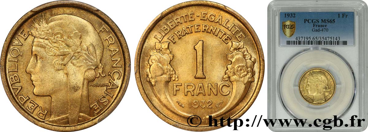 1 franc Morlon 1932 Paris F.219/3 FDC65 PCGS