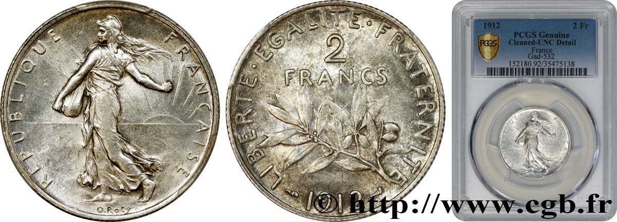 2 francs Semeuse 1912  F.266/13 VZ+ PCGS