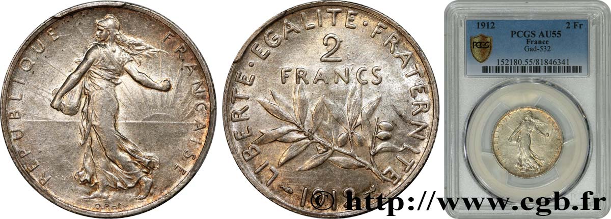 2 francs Semeuse 1912  F.266/13 EBC55 PCGS