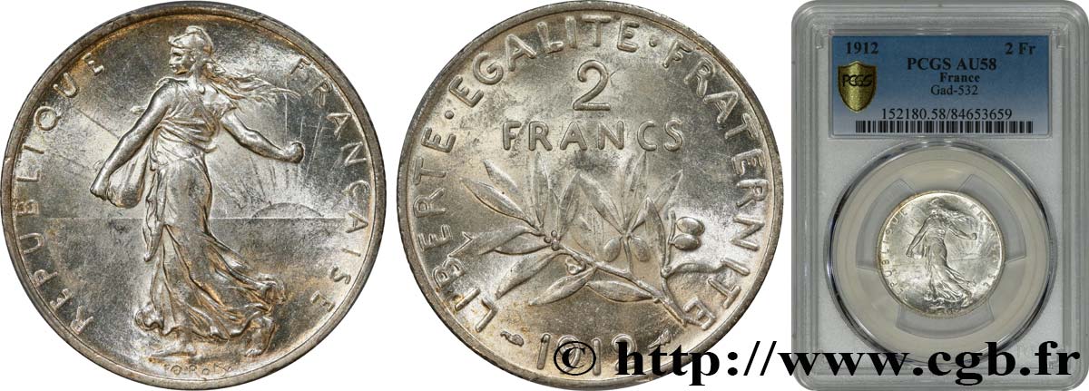 2 francs Semeuse 1912  F.266/13 EBC58 PCGS