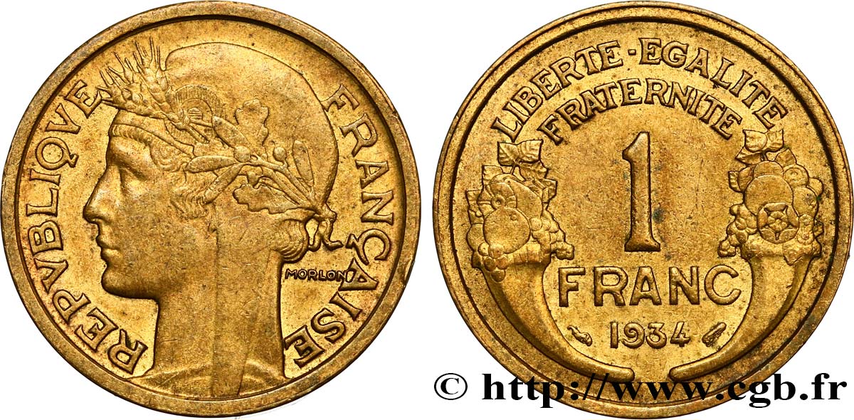 1 franc Morlon 1934 Paris F.219/5 AU50 