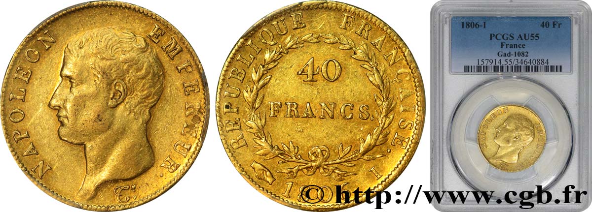 40 francs or Napoléon tête nue, Calendrier grégorien 1806 Limoges F.538/2 VZ55 PCGS