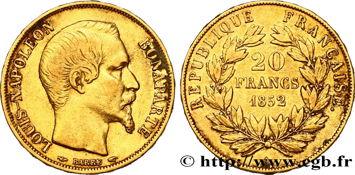 20 francs or Louis-Napoléon 1852 Paris F.530/1 TTB40 