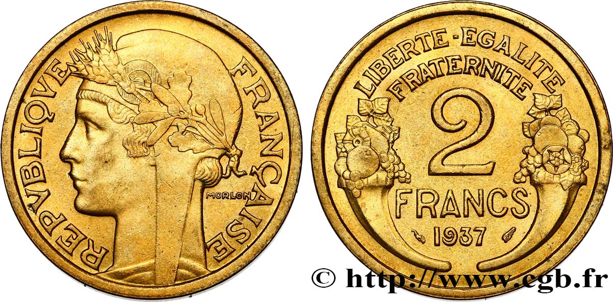 2 francs Morlon 1937  F.268/10 AU55 