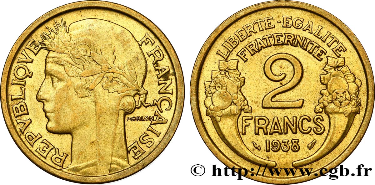 2 francs Morlon 1938  F.268/11 AU52 