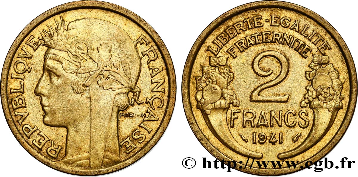 2 francs Morlon 1941  F.268/14 AU50 