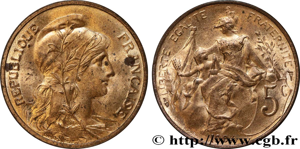 5 centimes Daniel-Dupuis 1904  F.119/14 SPL64 