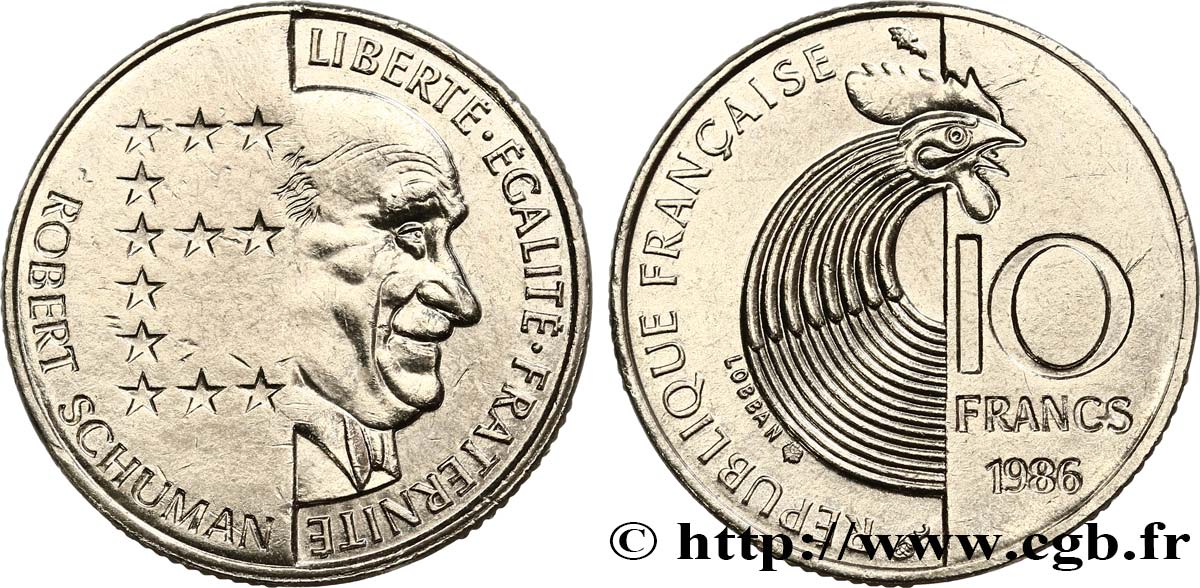 10 francs Robert Schuman 1986 Pessac F.374/2 VZ58 