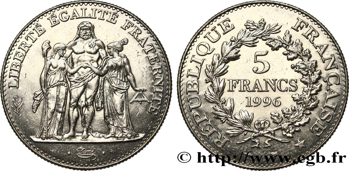 5 francs Hercule de Dupré 1996  F.346/2 SUP58 