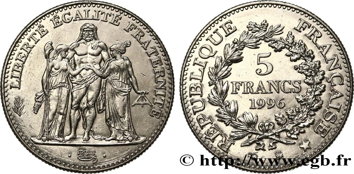 5 francs Hercule de Dupré 1996  F.346/2 SUP58 