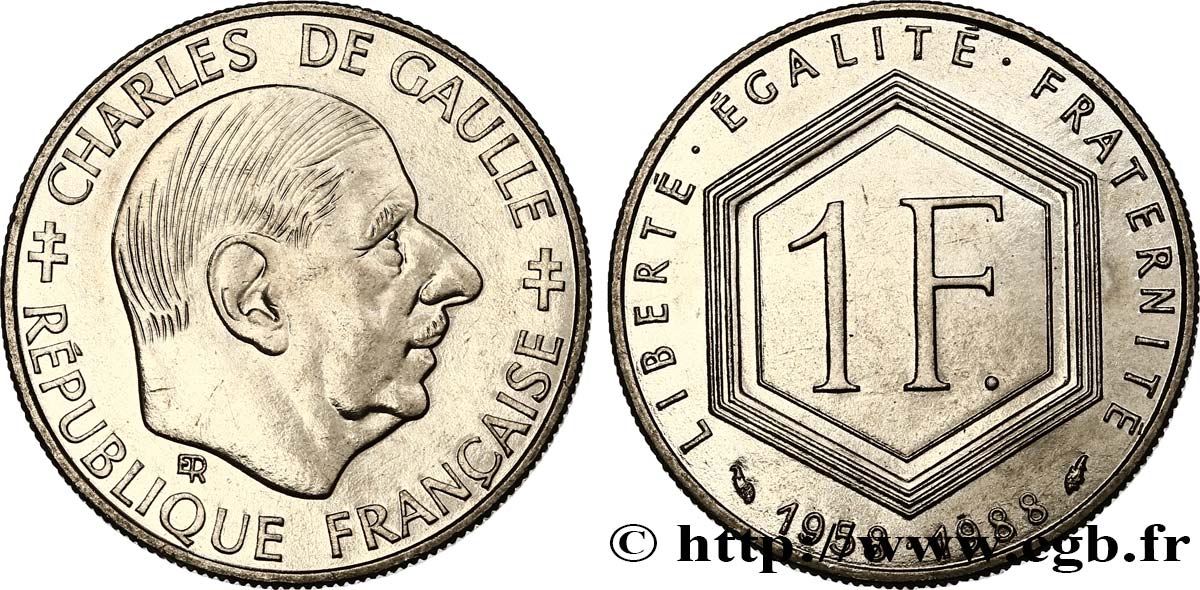 1 franc De Gaulle 1988  F.227/2 MS63 