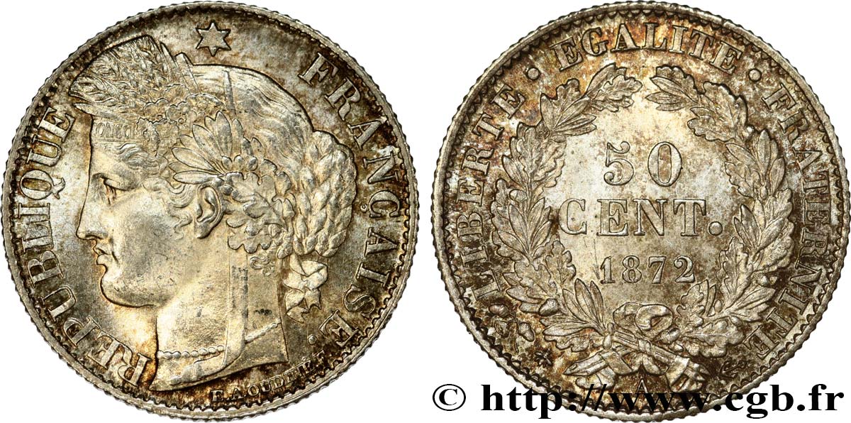 50 centimes Cérès, IIIe République 1872 Paris F.189/3 fST64 