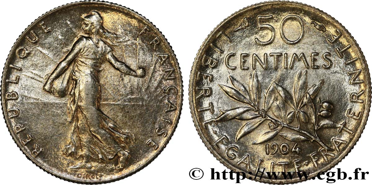 50 centimes Semeuse 1904  F.190/11 VZ58 