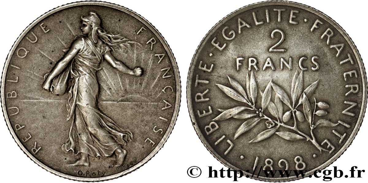 2 francs Semeuse, Flan Mat 1898  F.266/2 VZ62 