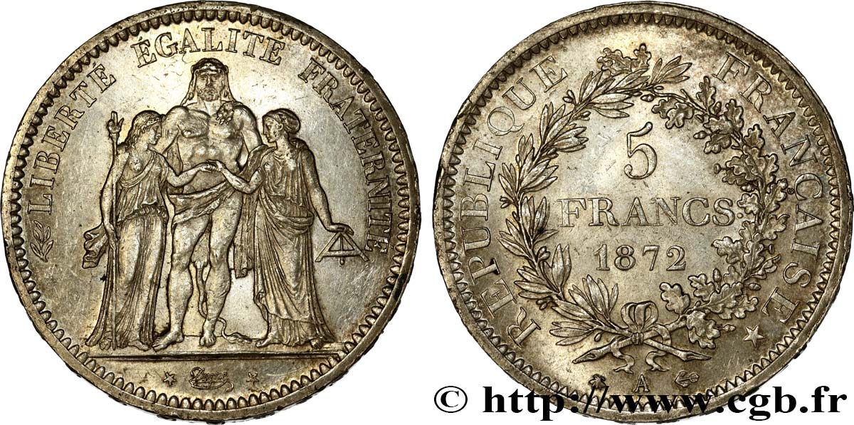 5 francs Hercule 1872 Paris F.334/7 VZ55 