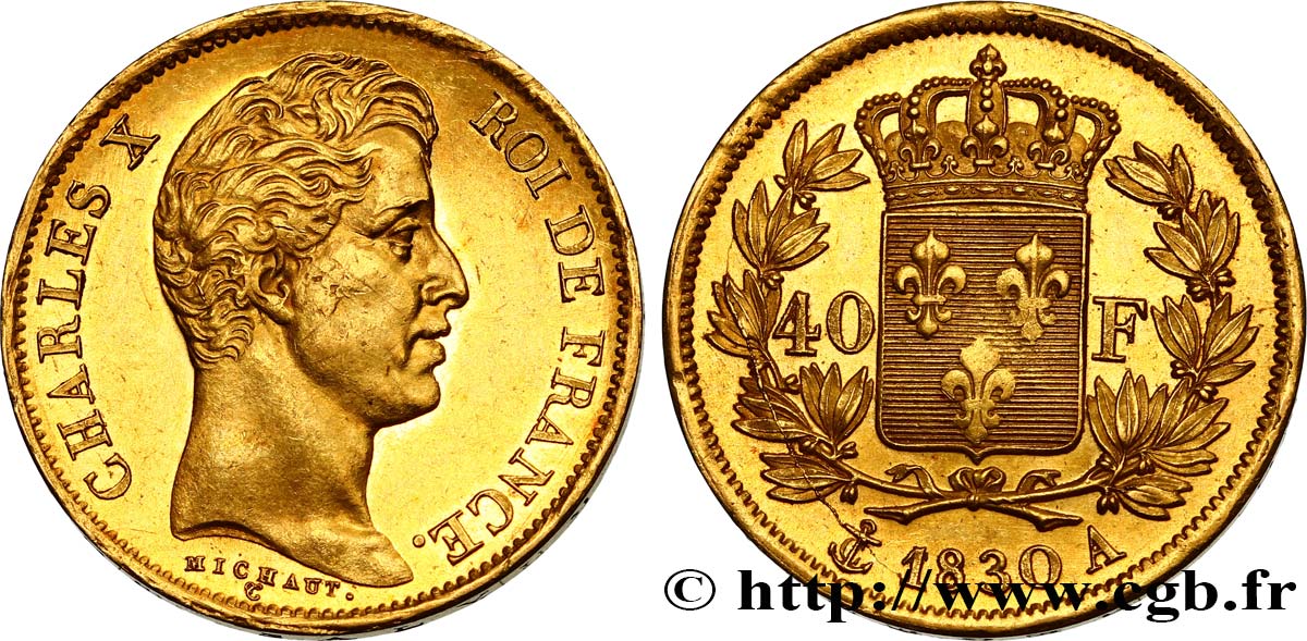 40 francs or Charles X, 2e type 1830 Paris F.544/5 AU 