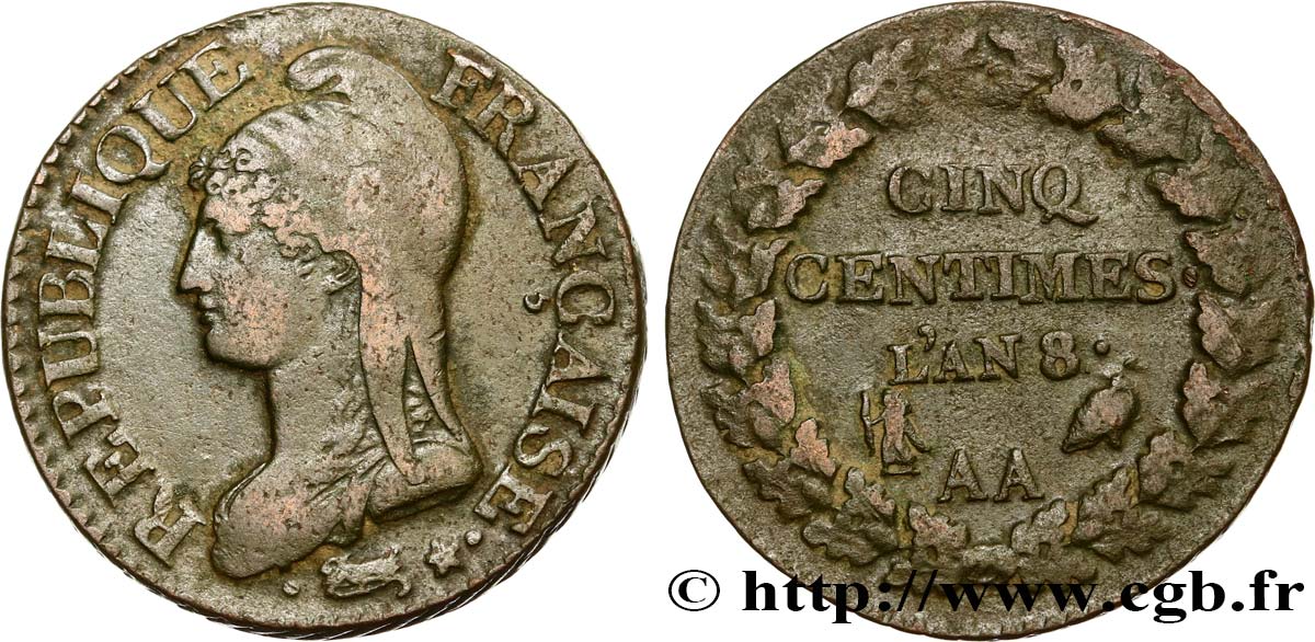 Cinq centimes Dupré, grand module 1800 Metz F.115/102 TB38 