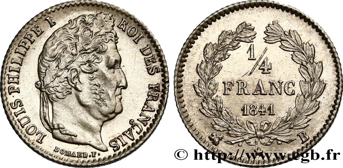 1/4 franc Louis-Philippe 1841 Rouen F.166/86 TTB54 