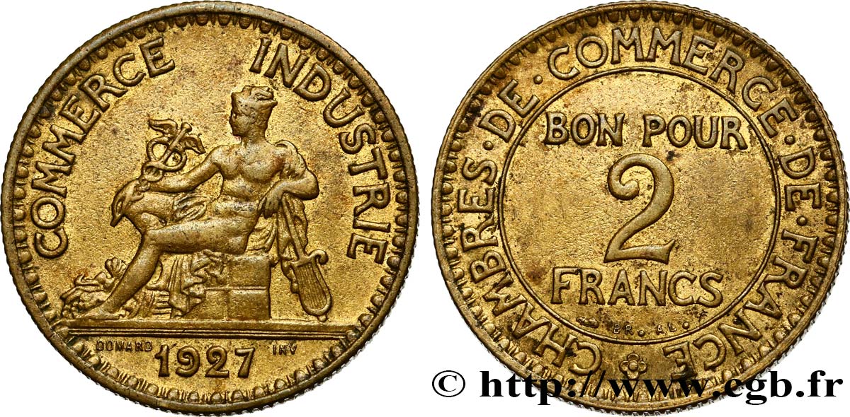 2 francs Chambres de Commerce 1927  F.267/9 XF45 