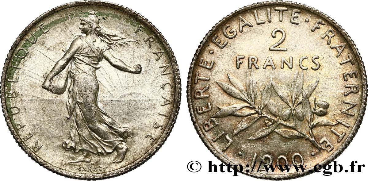 2 francs Semeuse 1900  F.266/4 AU50 