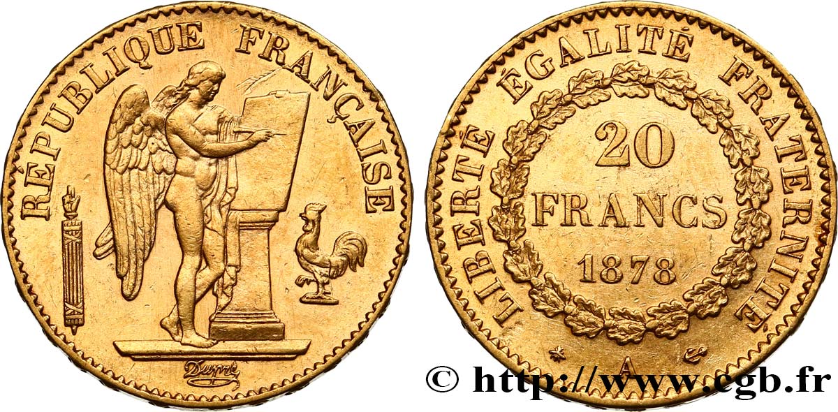 20 francs or Génie, Troisième République 1878 Paris F.533/6 TTB48 