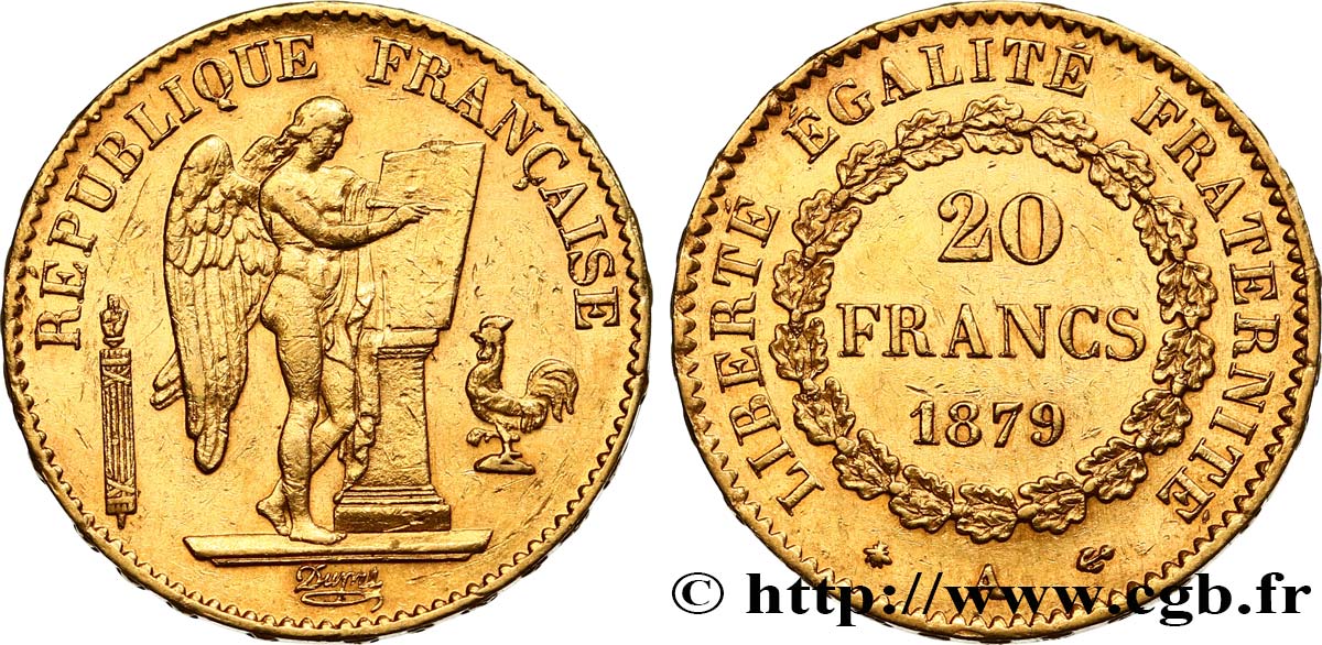 20 francs or Génie, Troisième République 1879 Paris F.533/8 BB50 