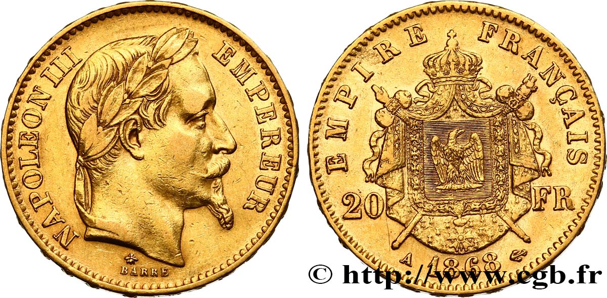 Piece Or Napoleon 3 20 Francs 1868