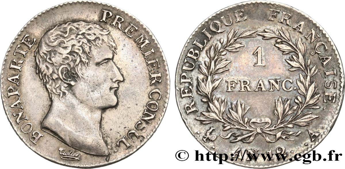1 franc Bonaparte Premier Consul 1804 Paris F.200/8 SS50 
