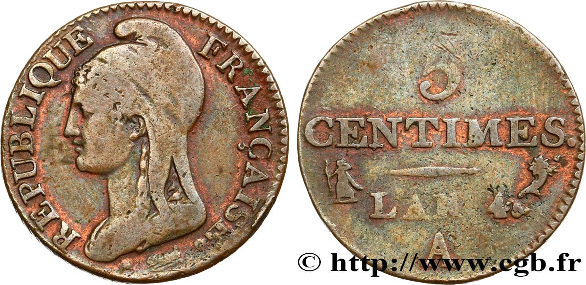 5 centimes Dupré, petit module 1796 Paris F.113/1 S15 