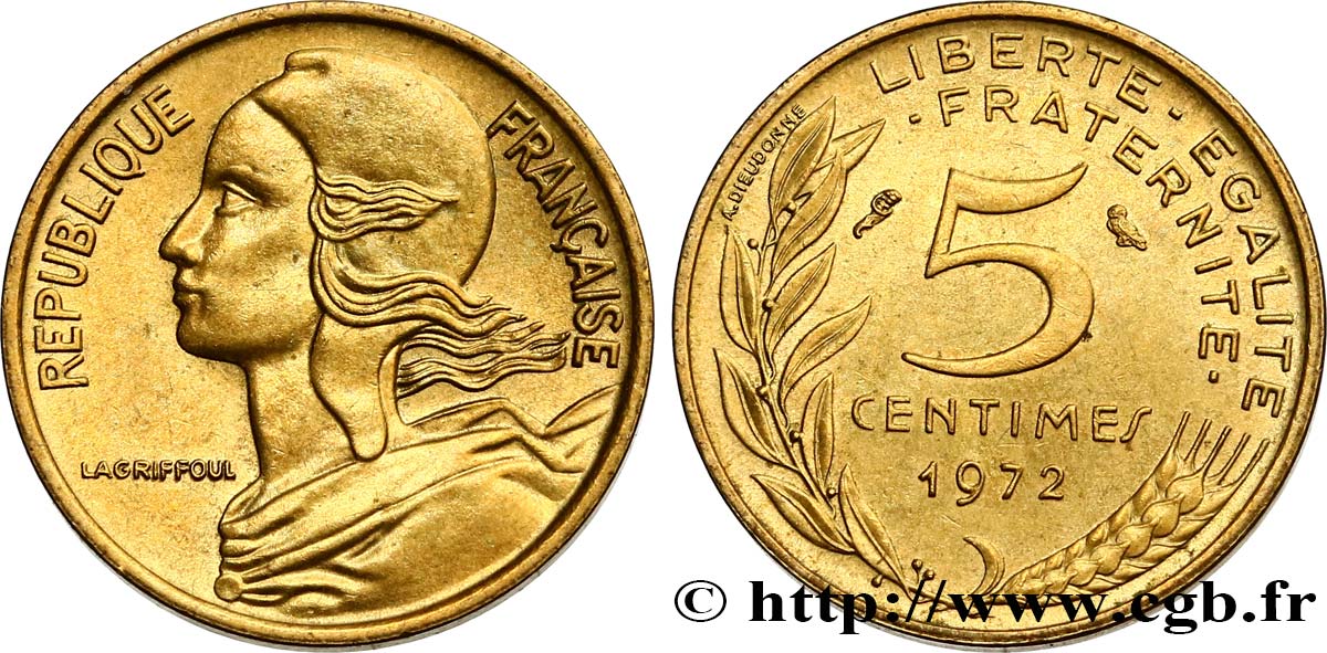 5 centimes Marianne 1972 Paris F.125/8 MS63 