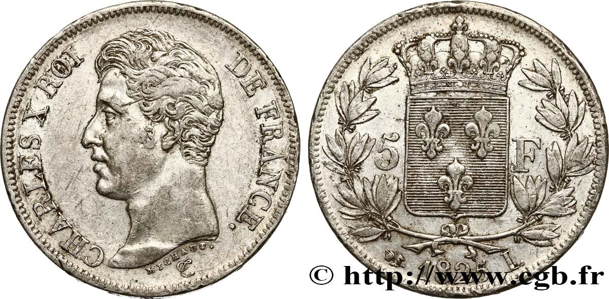 5 francs Charles X, 1er type 1825 Bayonne F.310/10 MBC45 