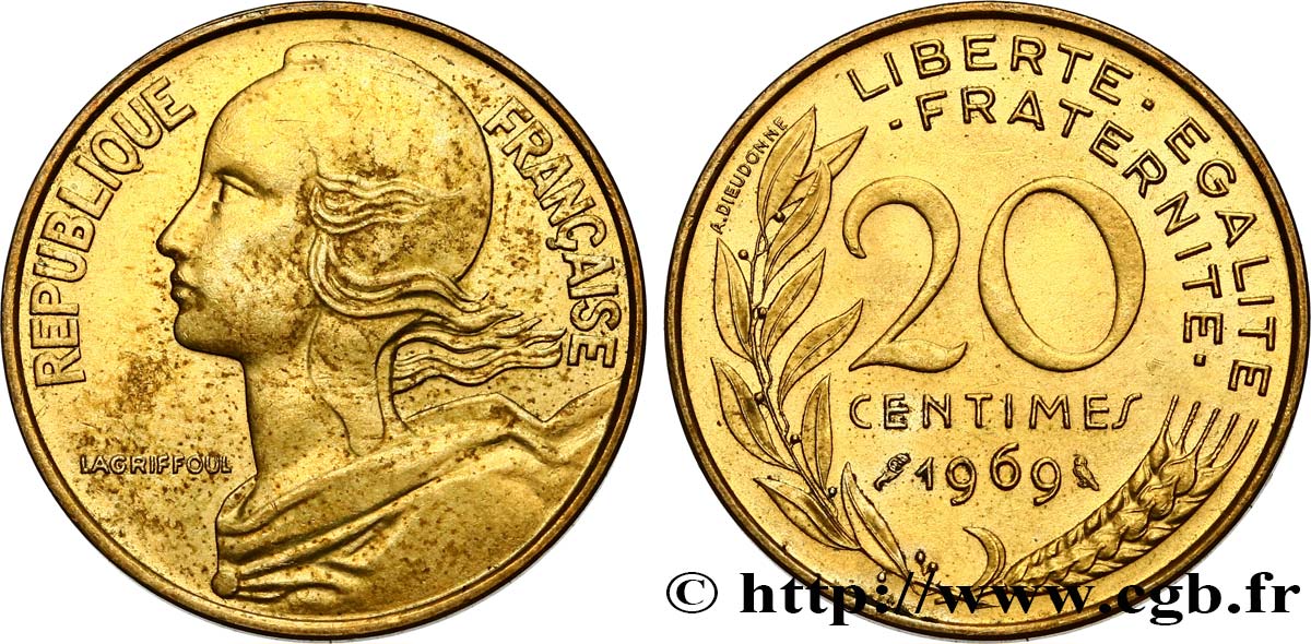 20 centimes Marianne 1969 Paris F.156/9 MS60 