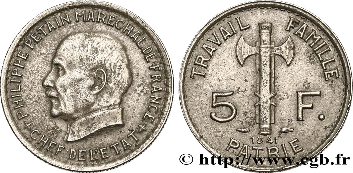 5 francs Pétain 1941  F.338/2 TB+ 