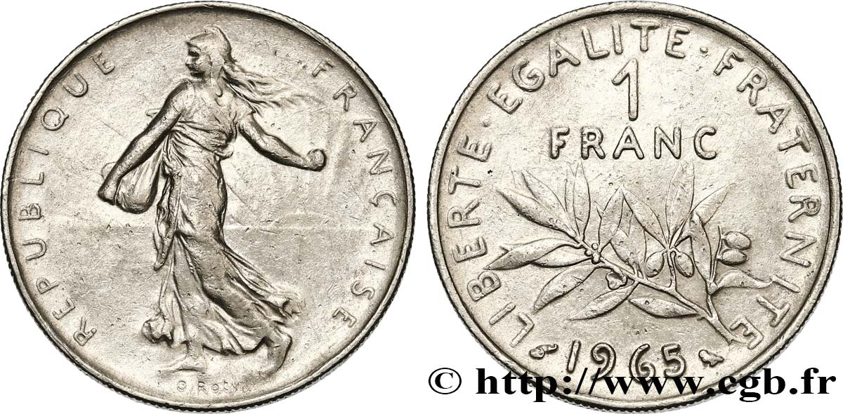 1 franc Semeuse, nickel, petite chouette 1965 Paris F.226/10 TB30 
