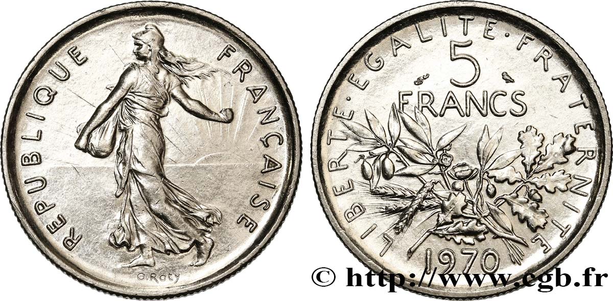 5 francs Semeuse, nickel 1970 Paris F.341/2 EBC60 