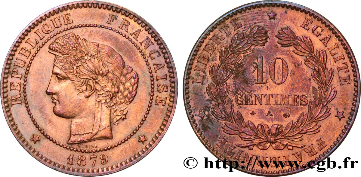 10 centimes Cérès 1879 Paris F.135/22 VZ60 