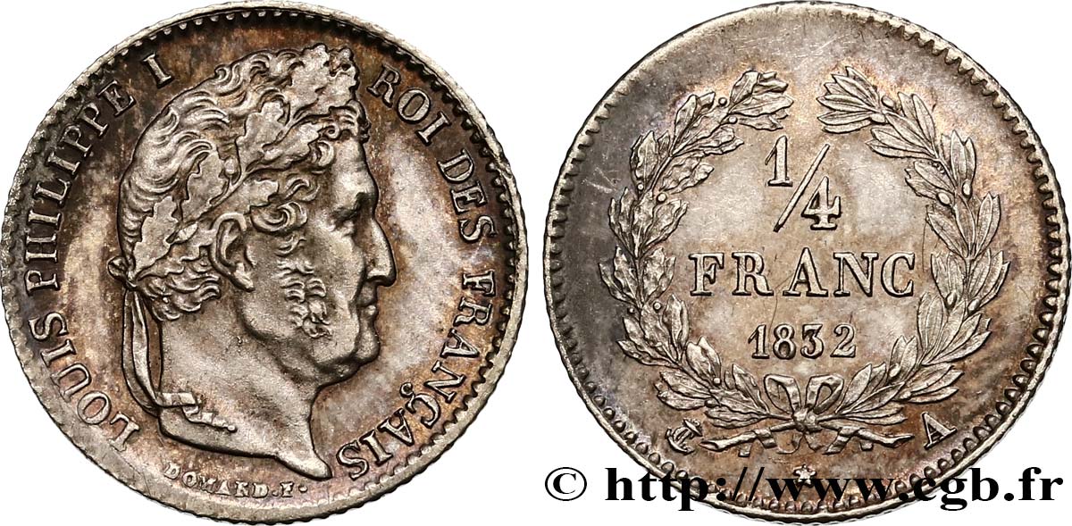 1/4 franc Louis-Philippe 1832 Paris F.166/14 SUP61 
