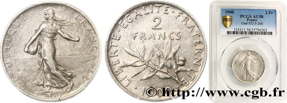2 francs Semeuse 1900  F.266/4 VZ58 PCGS