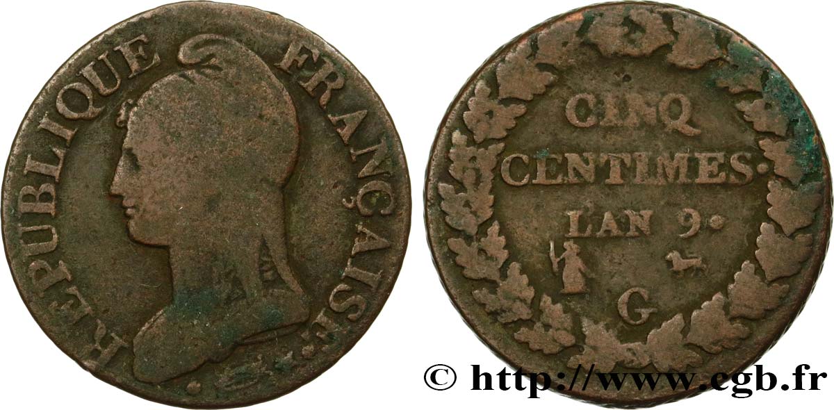 Cinq centimes Dupré, grand module 1801 Genève F.115/158 BC15 