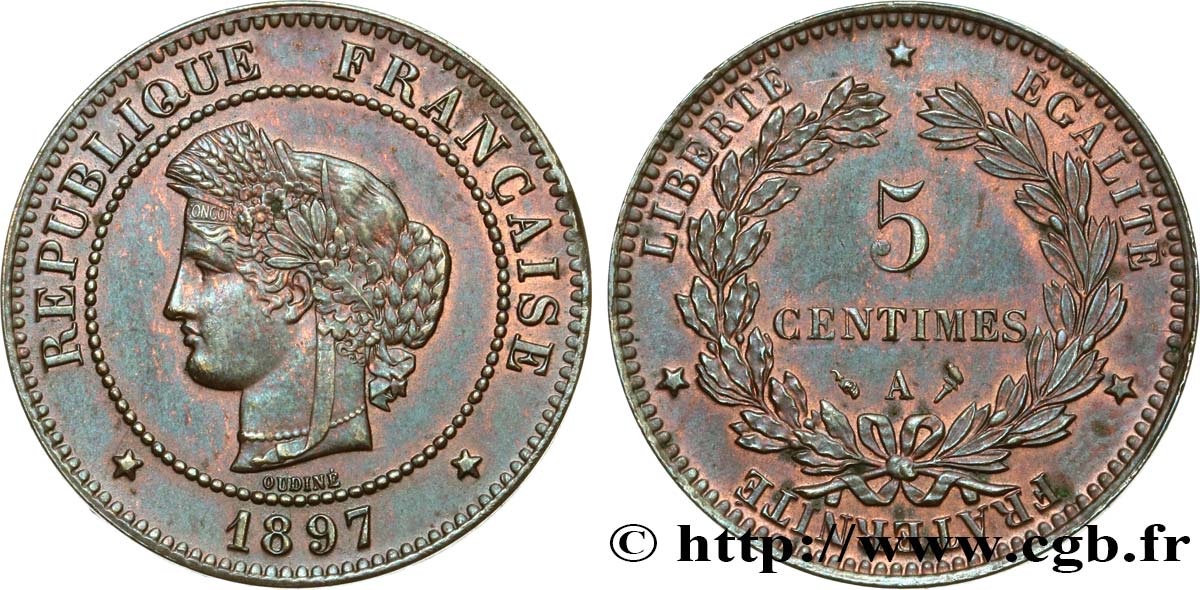 5 centimes Cérès 1897 Paris F.118/39 SUP55 