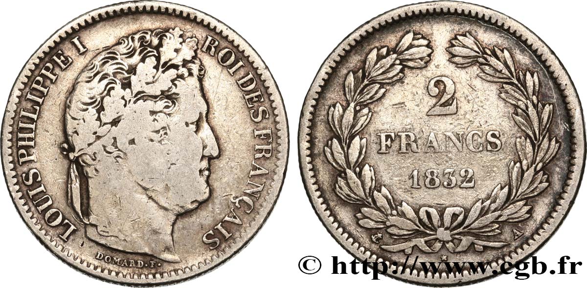 2 francs Louis-Philippe 1832 Paris F.260/4 BC 