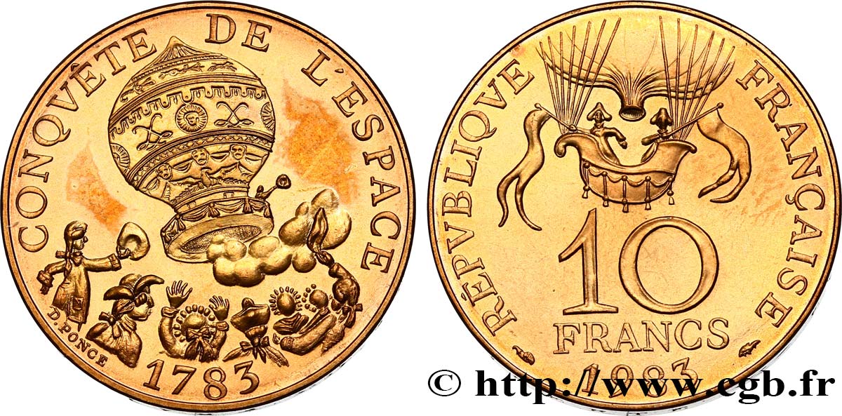 10 francs Conquête de l’Espace 1983  F.367/2 MS63 