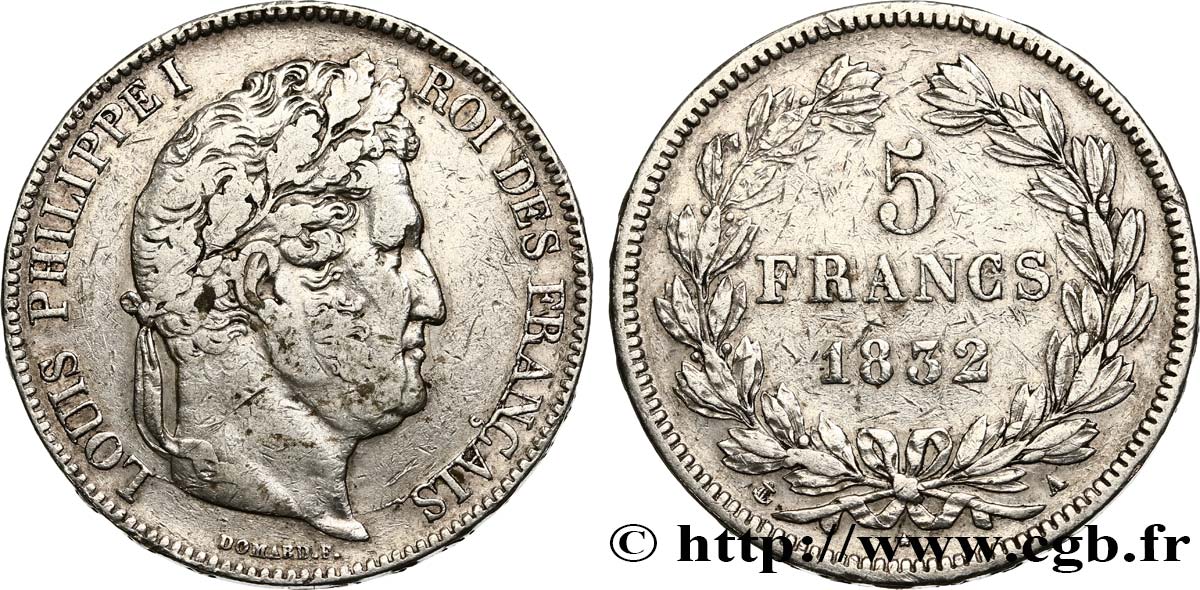 5 francs IIe type Domard 1832 Paris F.324/1 MB 