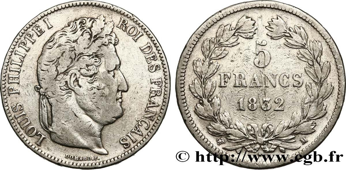 5 francs IIe type Domard 1832 Toulouse F.324/9 MB 