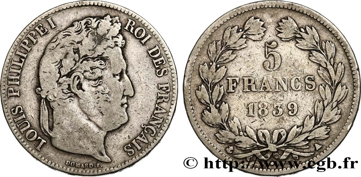 5 francs IIe type Domard 1839 Paris F.324/75 MB25 