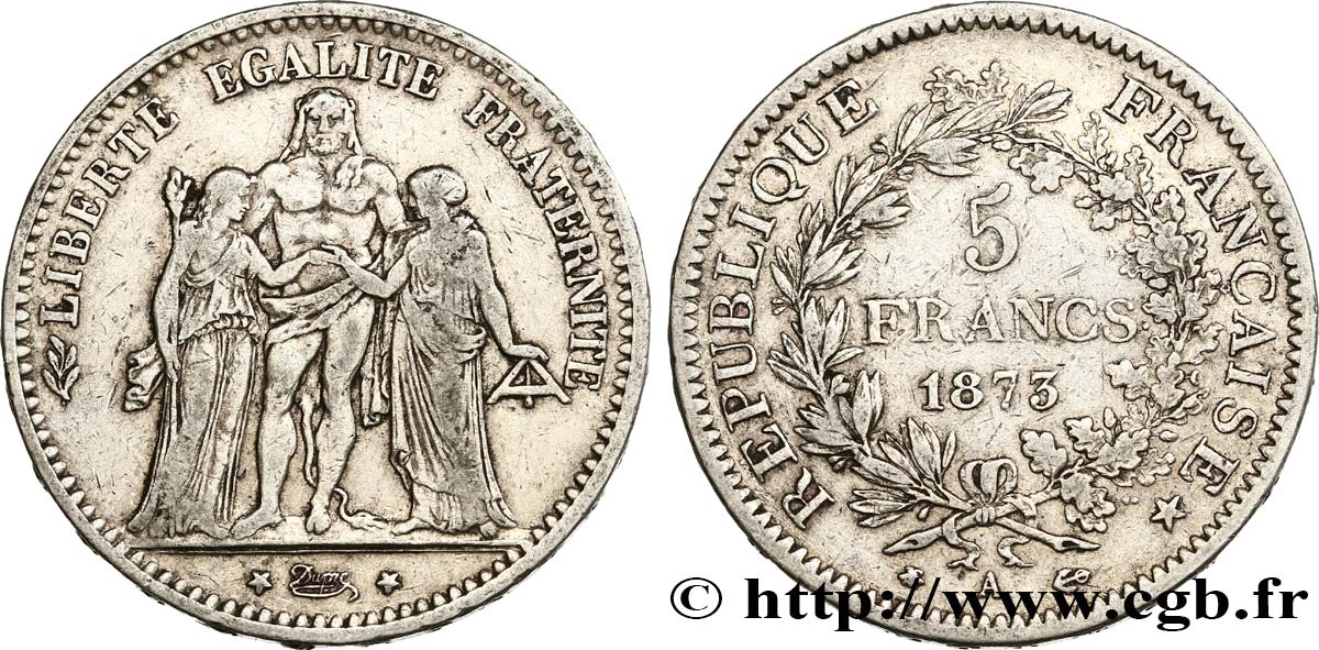 5 francs Hercule 1873 Paris F.334/9 BC+ 