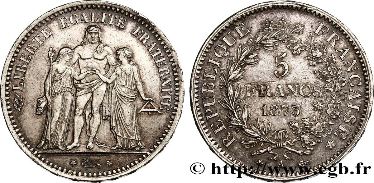 5 francs Hercule 1873 Paris F.334/9 MBC+ 