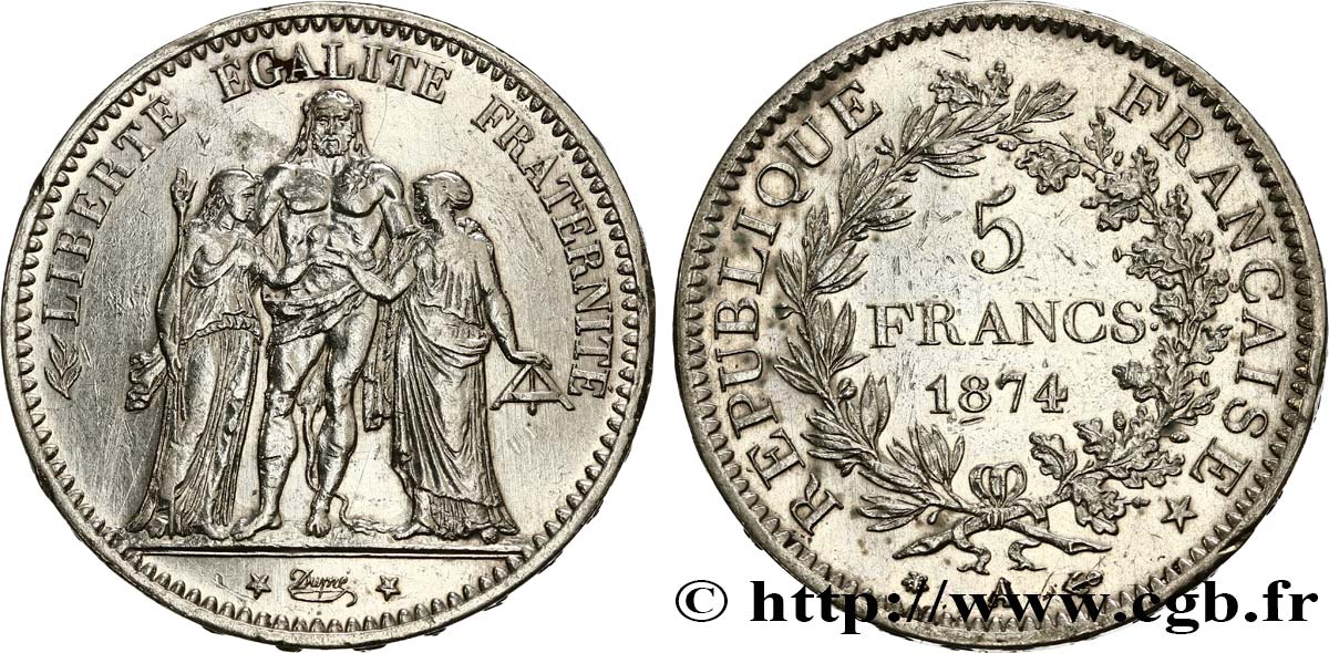 5 francs Hercule 1874 Paris F.334/12 VF 
